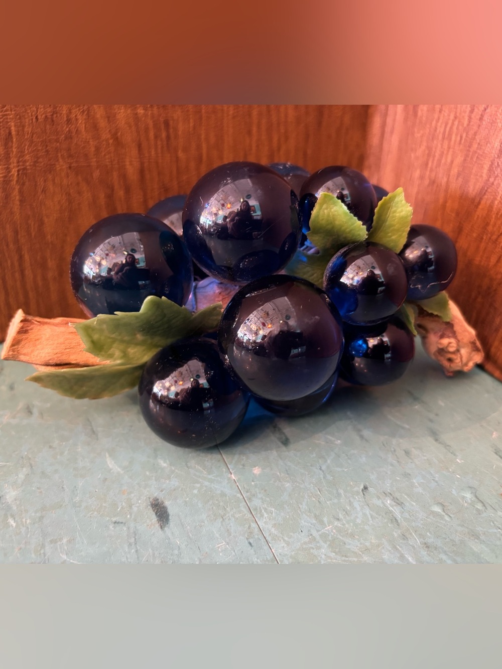 Vintage lucite driftwood grapes blue